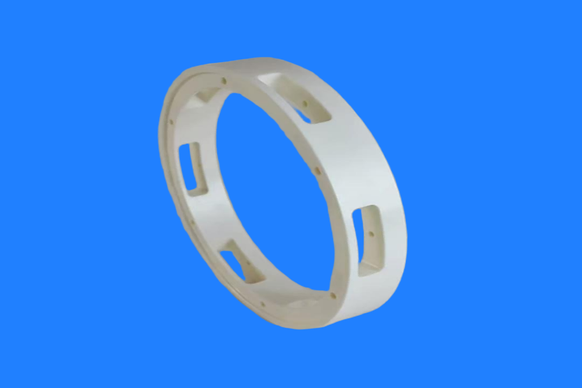 Anillo aislante cerámico de zirconia estabilizada con itria para semiconductores.